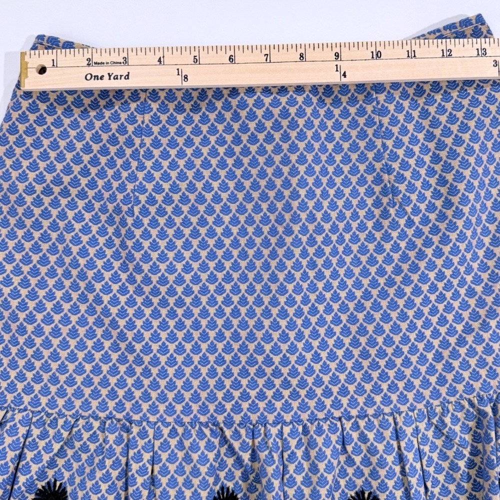 Anthropologie Leifsdottir Cateline Blue Jacquard Beaded Skirt Size 4 W426 - Picture 9 of 11